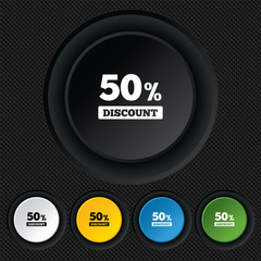 50 percent discount sign icon. Sale symbol.