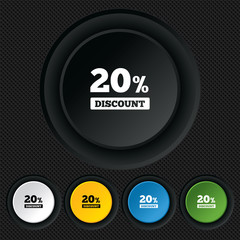 20 percent discount sign icon. Sale symbol.