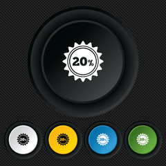 20 percent discount sign icon. Sale symbol.