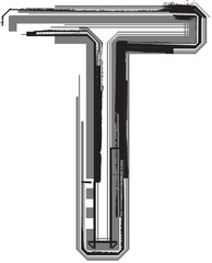 Grunge font. Letter T