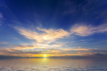 incredibly beautiful sunset on the shores of the ocean
