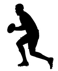 Side Profile of Rugby Forward Running With Ball