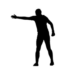 Fototapeta na wymiar Side Profile of Rugby Football Referee Indicating Advantage