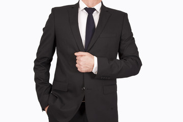 businessman in suit and tie headless isolated on white