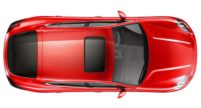 Red Sports Car - Top View