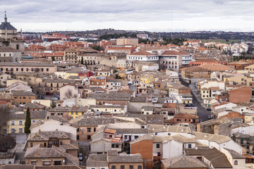 Fototapeta na wymiar Toledo, imperial city. View from the wall, roof of house