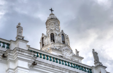 Fototapeta na wymiar Steeple of Quito's Cathedral, Ecuador.