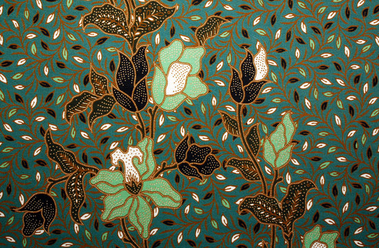 Fabric with floral batik pattern