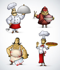 Set of four chefs