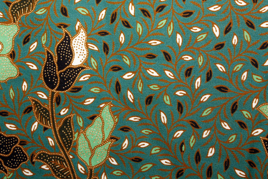 Fabric with floral batik pattern