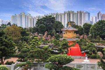 Rolgordijnen Chinese style garden in Hong Kong © Noppasinw