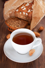 Cup of tea with banana bread