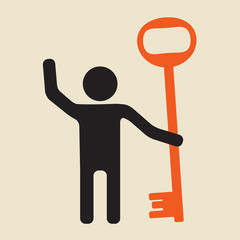 friendly man with a big key