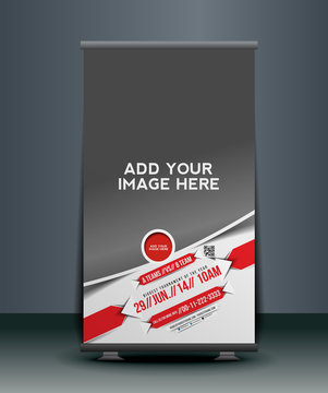 rolup display with stand banner template design, vector