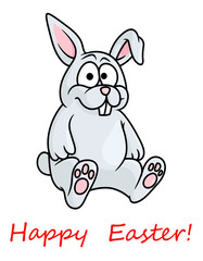 Obraz na płótnie Canvas Cute little grey Happy Easter bunny