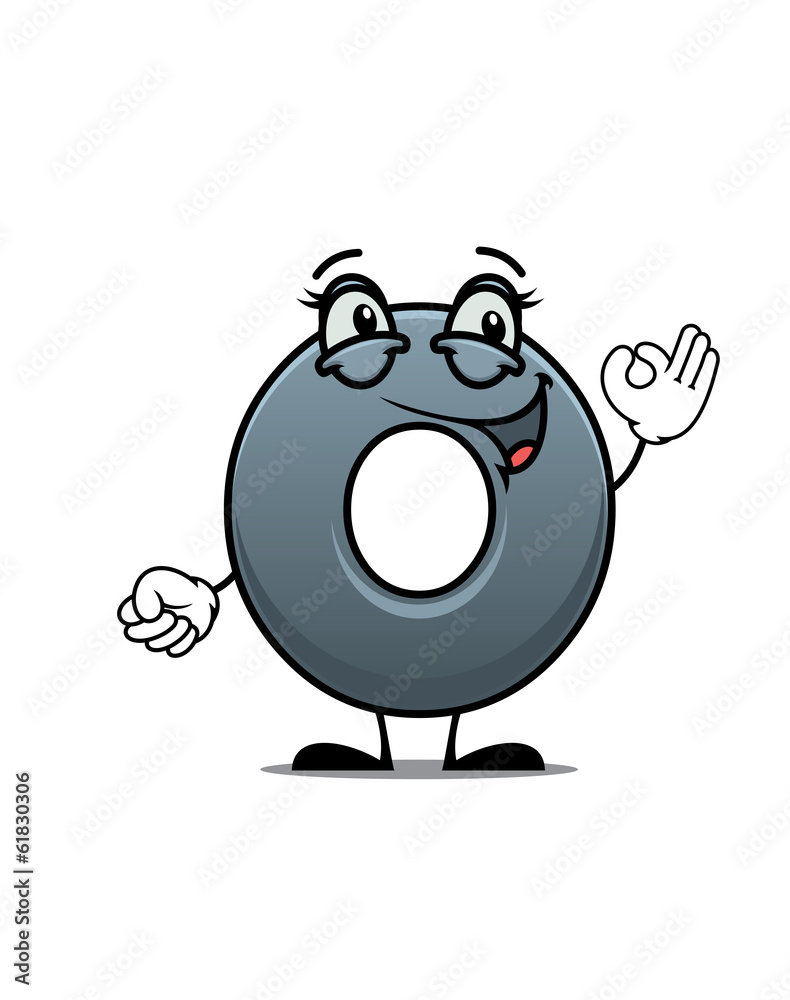 Poster Happy smiling number 0 or zero character