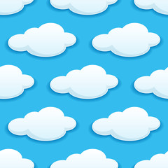 Seamless pattern of white fluffy clouds