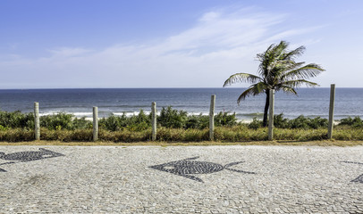 Fototapeta na wymiar Barra da Tijuca mozaiki chodnik w Rio de Janeiro