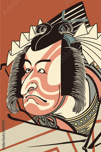 勝川春好 歌舞伎絵のイメージイラスト Wall Mural Wallpaper Murals Hanabunta