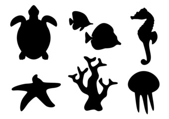 sea life silhouettes