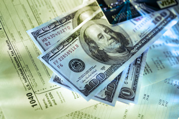 Fototapeta premium Credit card and dollars