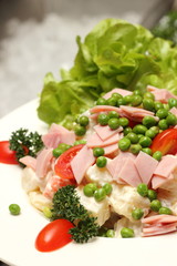 mixed ham salad tomato and lettuce