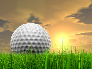 Sunset sky and a golf ball