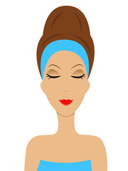 young woman to take care after a facial skin
