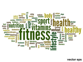 Vector conceptual fitness health word cloud