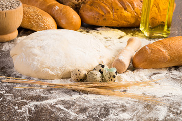 flour, eggs, white bread, wheat ears