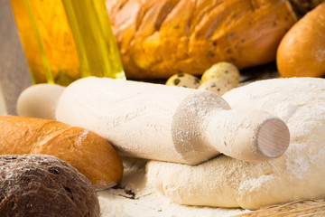 flour, eggs, white bread, wheat ears