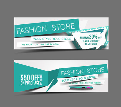 Fashion Store Web Banner, Header Layout Template.