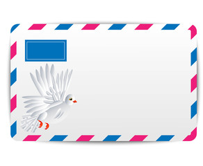 envelope Air with the drawn white pigeon