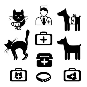 Set of icons - Treatment of pets (vector)