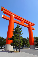 Torii with blue sky in Kyoto