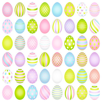 Set Slim Easter Eggs Pattern Pastel