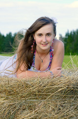 girl on the haymaking