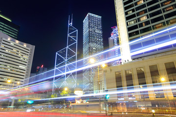 Fototapeta na wymiar Hong Kong with traffic trail