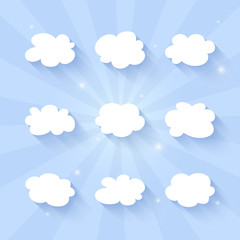 Cloud icon set on a blue