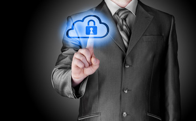 Secure Online Cloud Computing Concept with business man
