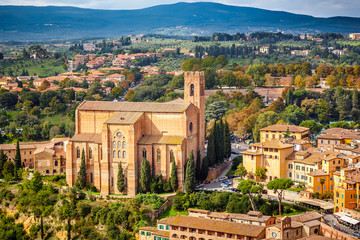 Aerial view over Siena - obrazy, fototapety, plakaty