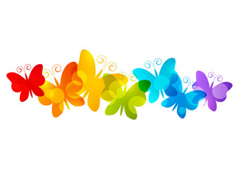 Naklejka premium Rainbow butterflies border for Your design