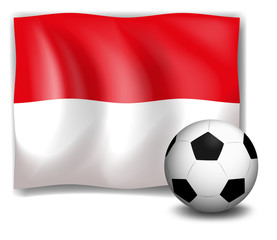 The flag of Monaco with a soccer ball