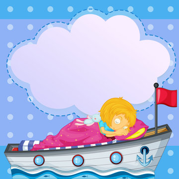 A girl sleeping above the boat with an empty callout