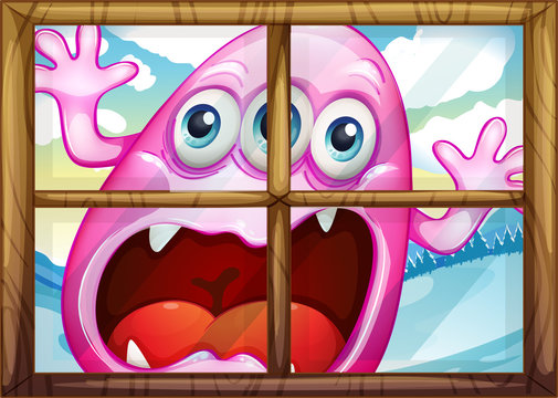 A window with a monster
