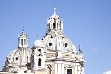 Church of Santa Maria di Loreto and Trajan Column in Rome. Italy
