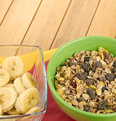 Delicious and healthy cereal in bowl with milk