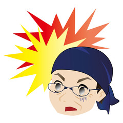 驚く三角巾の中年男性