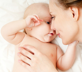 happy mother with baby