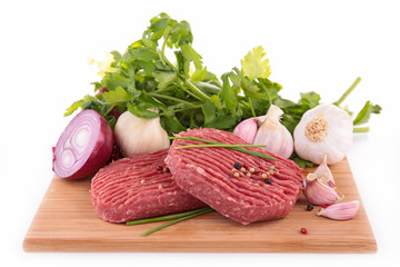 raw beef and ingredients